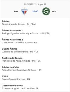 Arbitragem de Fortaleza x Goiás (Reprodução/CBF)