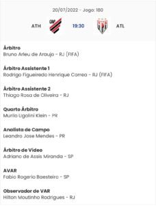 Arbitragem de Athletico-PR x Atlético-GO (Reprodução/CBF)