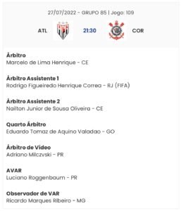 Arbitragem de Atlético-GO x Corinthians (Reprodução/CBF)