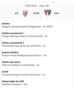 Arbitragem de Atlético-GO x São Paulo (Reprodução/CBF)