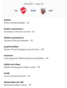 Arbitragem: Vila Nova x Botafogo-SP
